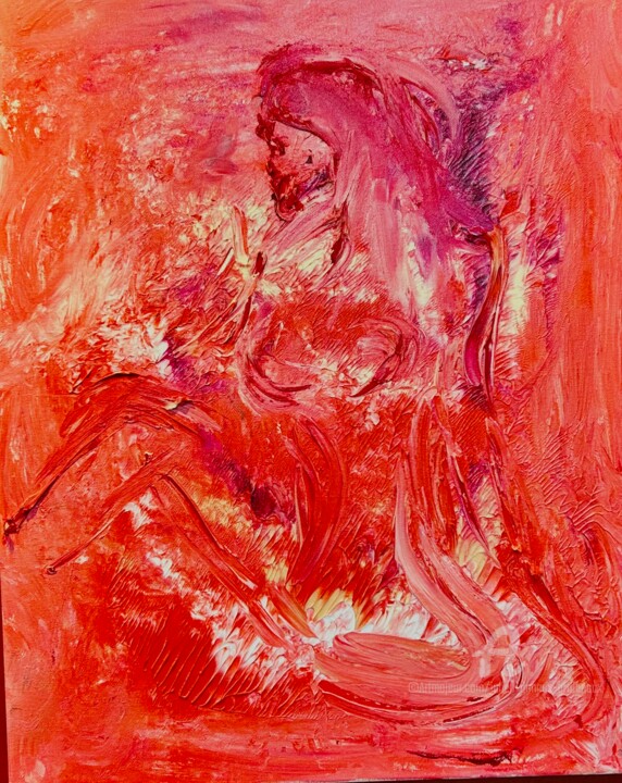 Femme en médiation rouge