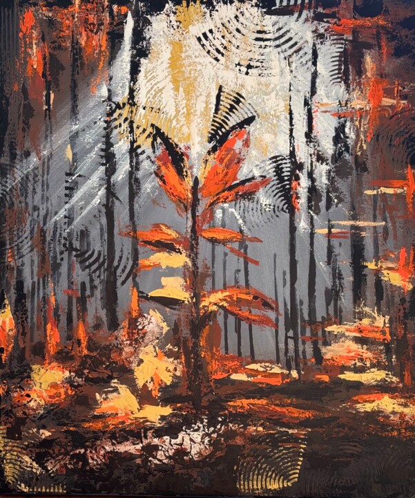 Malerei mit dem Titel "WALD" von Antje Jahn, Original-Kunstwerk, Acryl Auf Keilrahmen aus Holz montiert