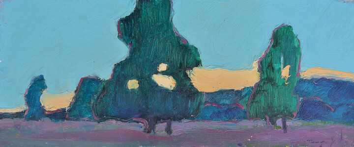 Evening Trees Schilderij, 7,5x18,5 in