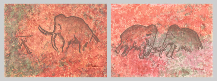 Mammoths. Diptych Картина, 11,8x15,8 in