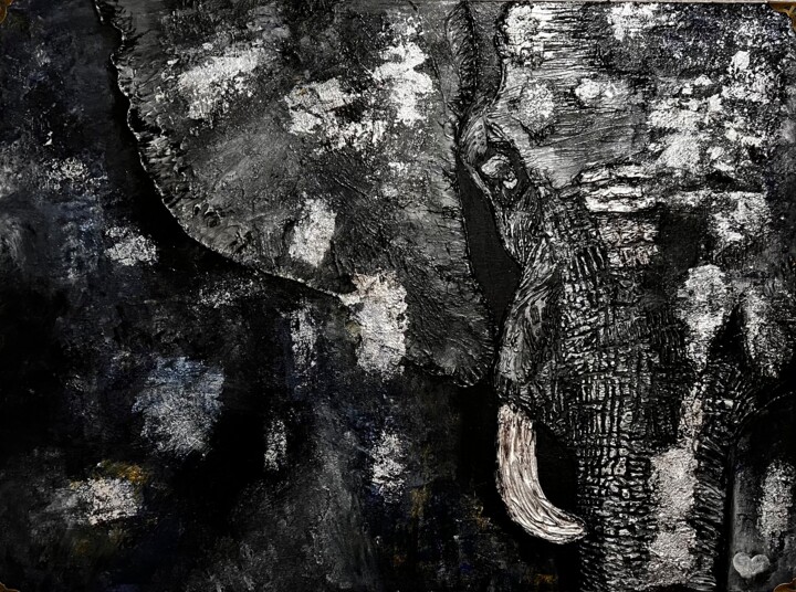 Elephant 绘画, 27.6x40.8 in