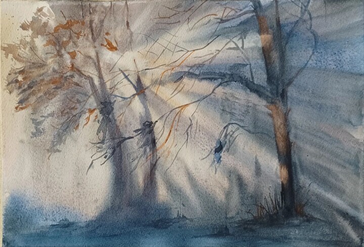 Sunburst – Watercolor Landscape Tablo, 9,8x14,2 in