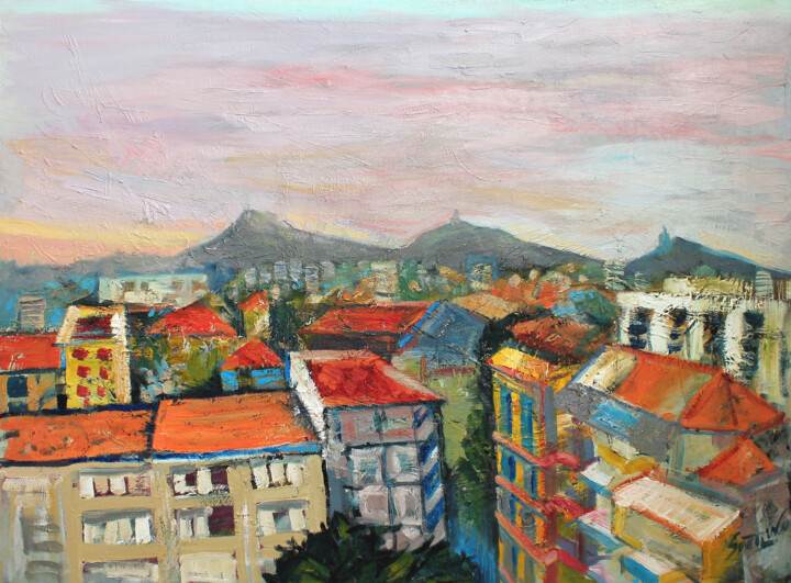 Three hills in Plovdiv 绘画, 24.4x33.1 in