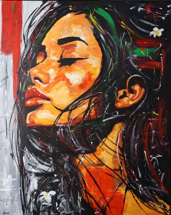 The girl and the pleasant breeze 绘画, 31.5x39.4 in