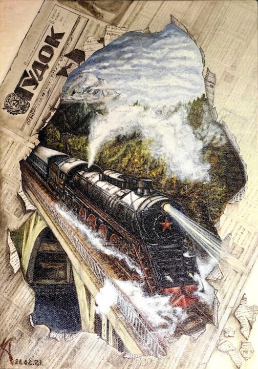 ,,Through time,, Tablo, 27,6x19,7 in