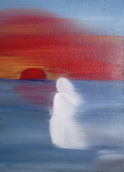 ghost world silhouette girl 绘画, 9.5x7.1 in