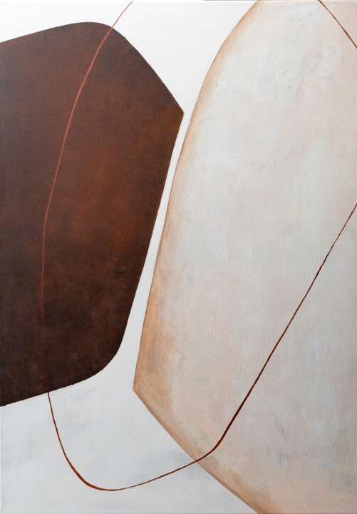 Painting titled "Beige abstract" by Viktoriia Gladkova, Original Artwork, Acrylic Mounted on Wood Stretcher frame