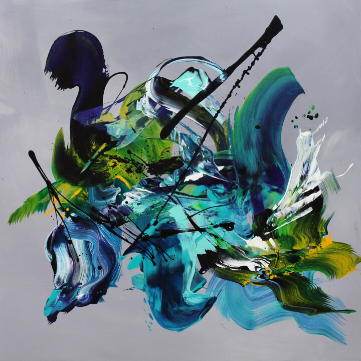 Painting titled "Emerald Echoes" by Paresh Nrshinga F R S A, Original Artwork, Acrylic Mounted on Wood Stretcher frame