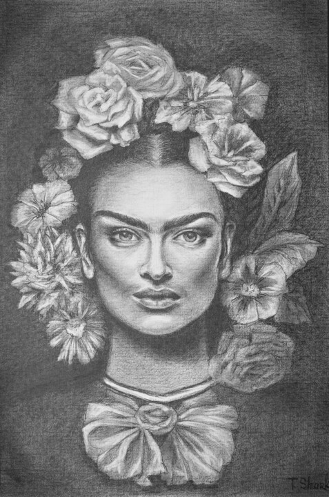 Portrait of a girl in flowers #5 绘画, 17.7x11.8 in