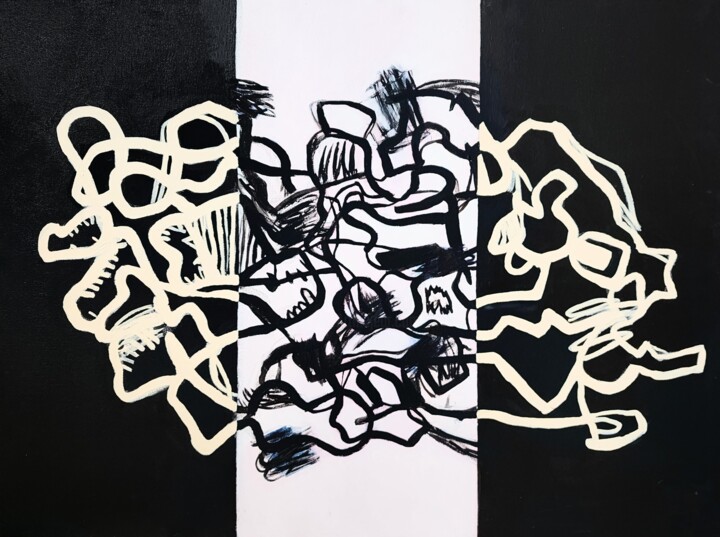 Schilderij getiteld "CRUNCHED / ABSTRACT…" door Anastasia Mastilovic, Origineel Kunstwerk, Acryl Gemonteerd op Frame voor ho…