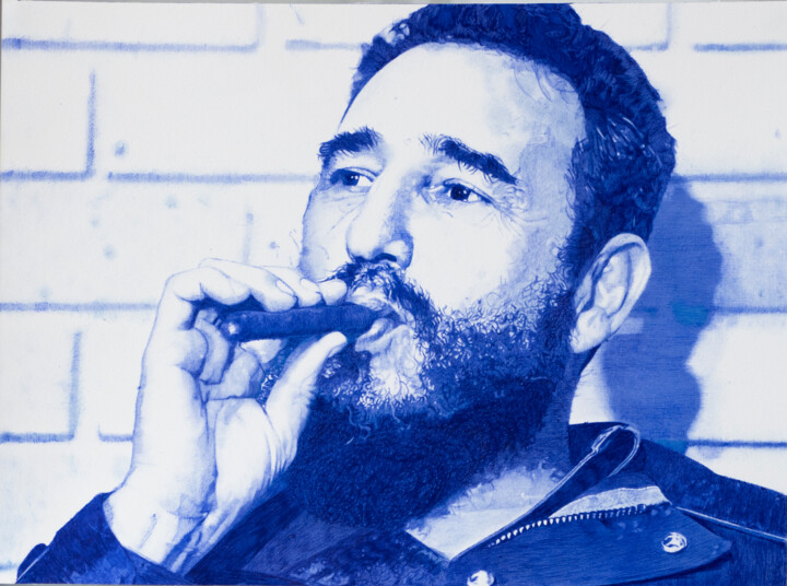 图画 标题为“Fidel Castro” 由Ananou, 原创艺术品, 圆珠笔