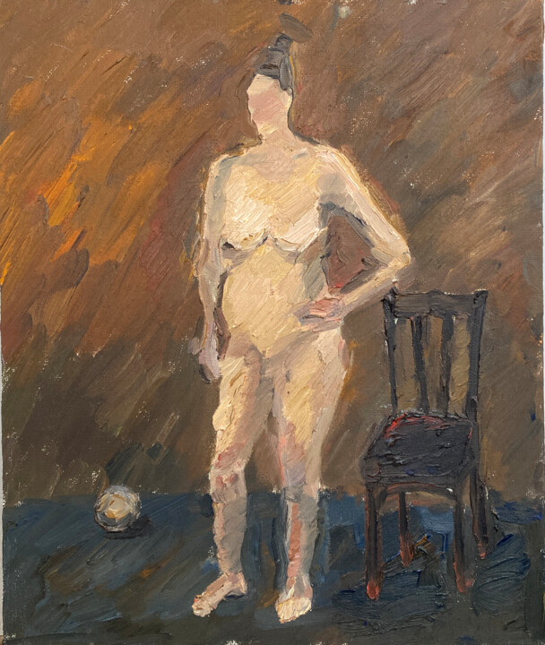 nude_model 绘画, 13.8x11.8 in