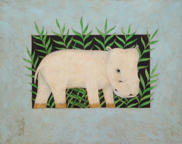 Hippopotamus 绘画, 31.5x39.4 in
