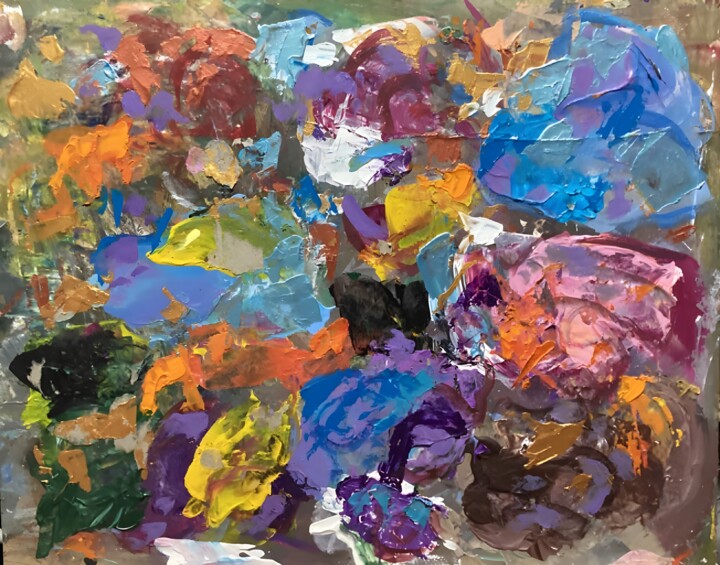 Schilderij getiteld "My Palette" door Eva Bazhenova, Origineel Kunstwerk, Acryl Gemonteerd op Karton