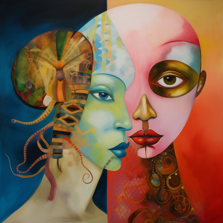 Surreal Contrast: Scorpion and Woman in Vibrant Colors 数字艺术