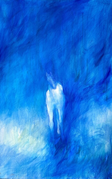 Blue Horse 绘画, 43.3x27.6 in