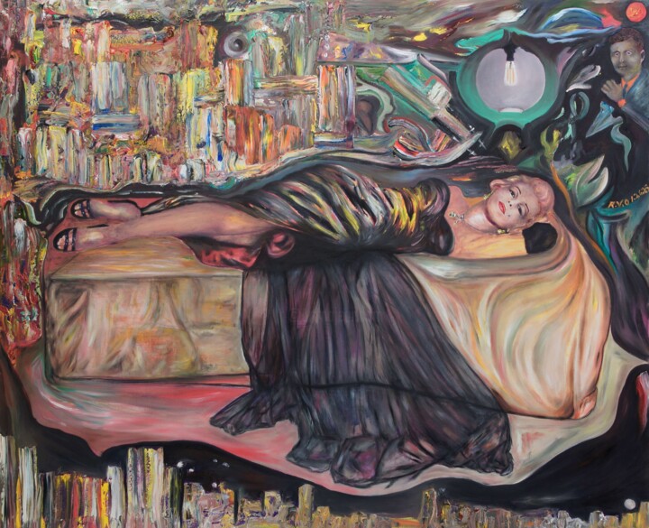 Marilyn Monroe "Norma Jeane" The Seven Year Itch 1955 Peinture, 36x44 in
