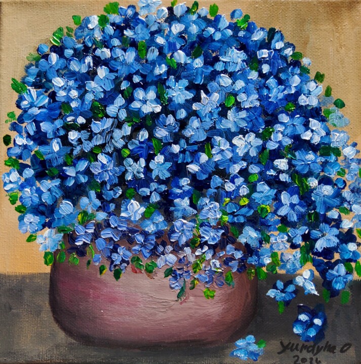 Forget-me-not flowers on my table Pittura, 7,9x7,9 in