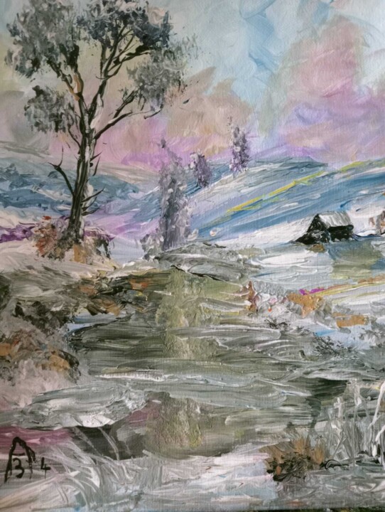 Peinture intitulée "La neige sur les co…" par Audran, Œuvre d'art originale, Acrylique