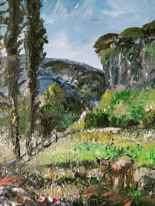 Peinture intitulée "Un champ dans la mo…" par Audran, Œuvre d'art originale, Acrylique