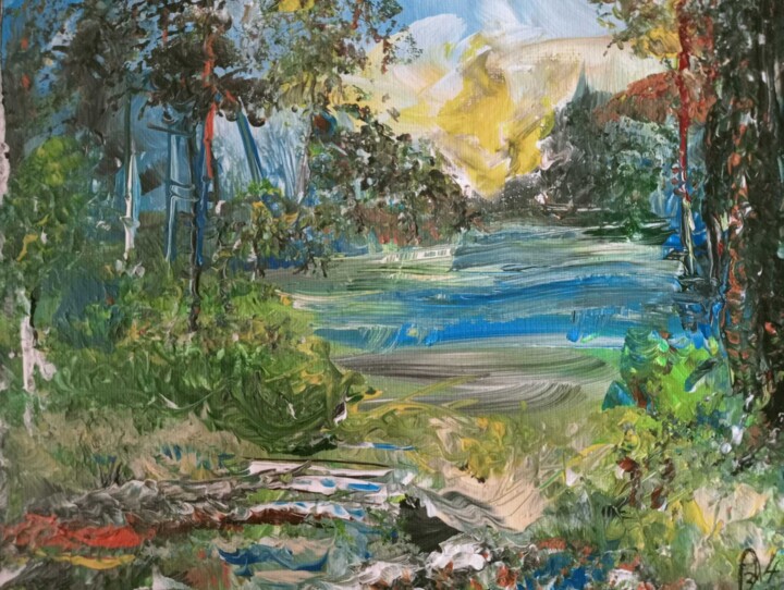 Peinture intitulée "Le cheminement de l…" par Audran, Œuvre d'art originale, Acrylique