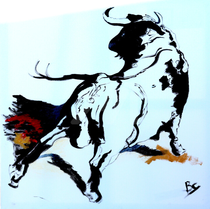 bull graphic illustration 绘画, 31.5x31.5 in
