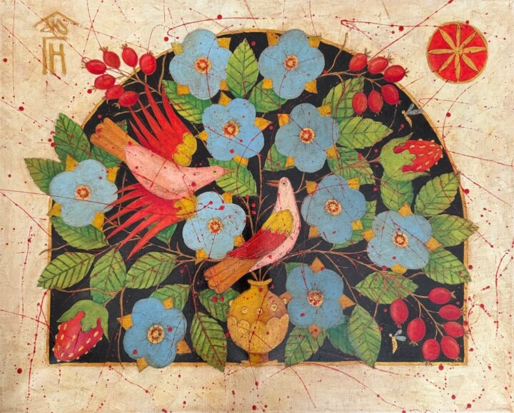 Birds and bouquet 绘画, 31.5x39.4 in