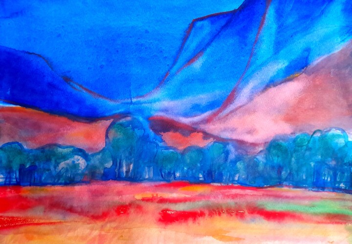 blue mountains 绘画, 11.4x16.1 in