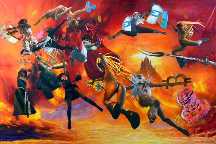Blockchain Revolution 绘画, 78.7x118.1 in