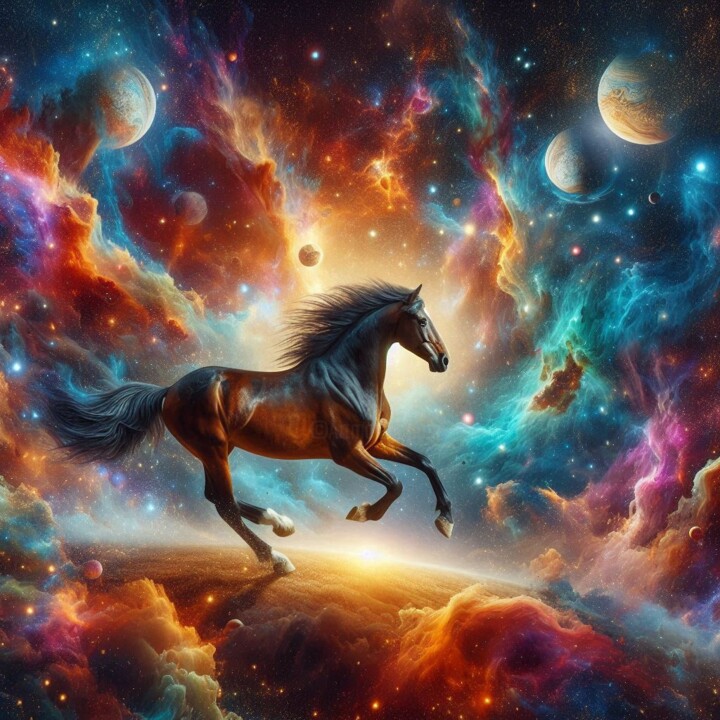 horse galloping in space 数字艺术