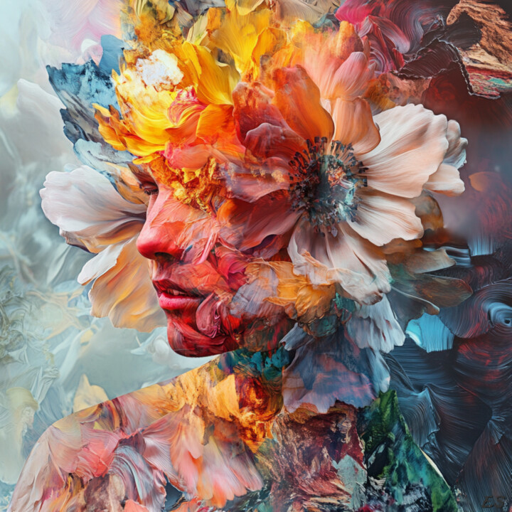 Floral Essence: A Surreal Fusion of Nature and Portraiture 数字艺术