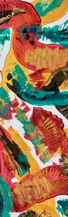 Dance with a Fan. 2 in triptych 绘画, 22.1x7.1 in