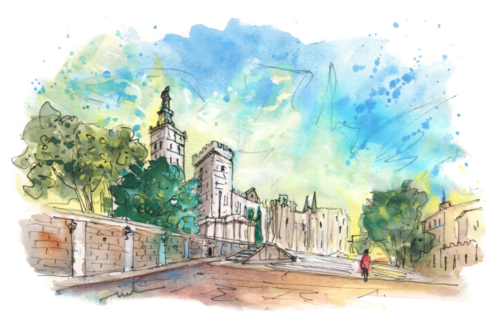 Avignon View 06 绘画, 5.1x8.3 in