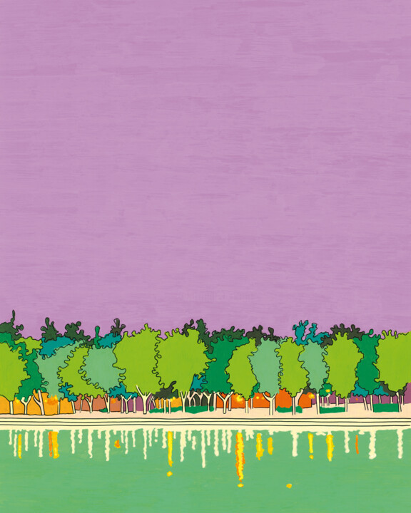 Drawing titled "LAGO DE LA CASA DE…" by Kike Ibáñez, Original Artwork, Marker Mounted on Other rigid panel