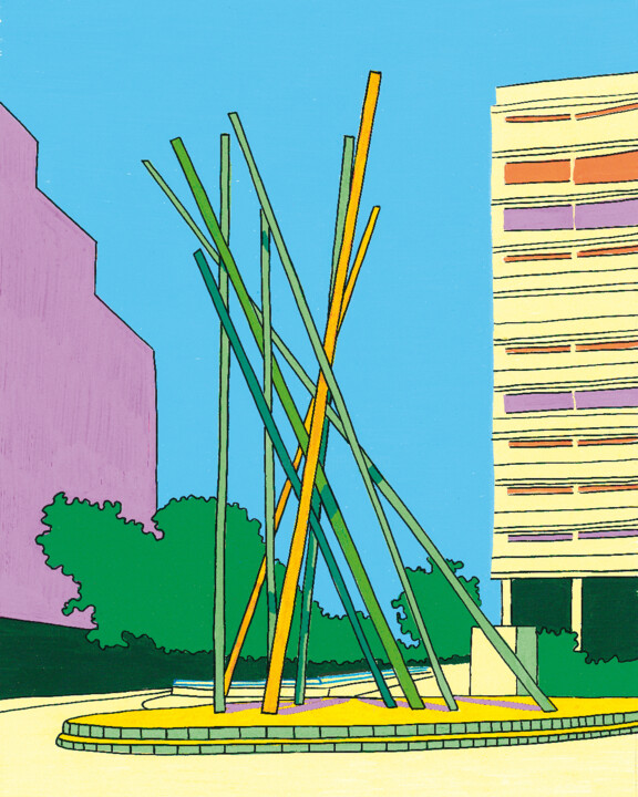 Drawing titled "NUEVE JUNCOS, NATUR…" by Kike Ibáñez, Original Artwork, Marker Mounted on Other rigid panel