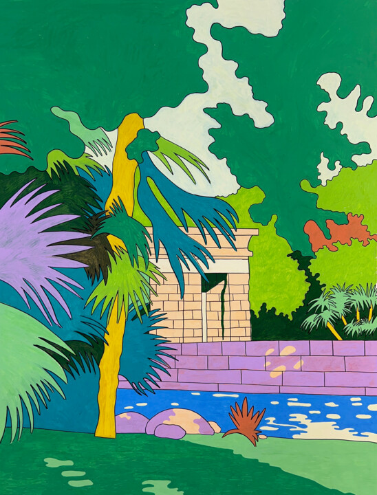 Drawing titled "TEMPLO DE DEBOD" by Kike Ibáñez, Original Artwork, Marker Mounted on Other rigid panel