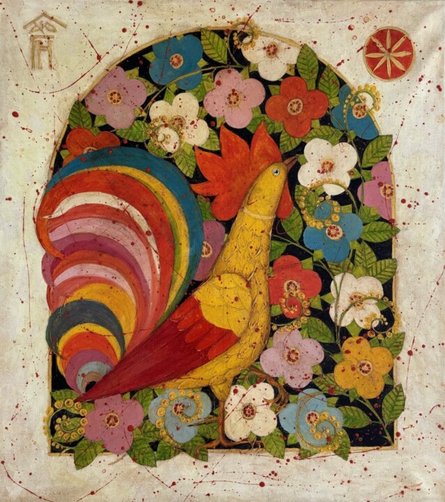 Rooster 绘画, 35.4x31.5 in
