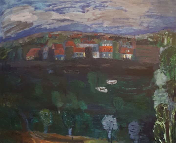 Peinture intitulée "DU COTE DE CHEZ MOI" par Mchartrie, Œuvre d'art originale, Huile Monté sur Châssis en bois