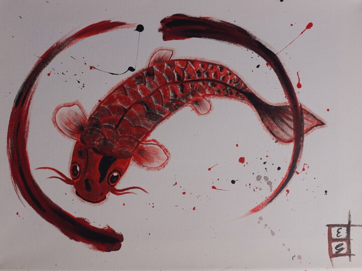 Koi Wave 绘画, 15.8x11.8 in