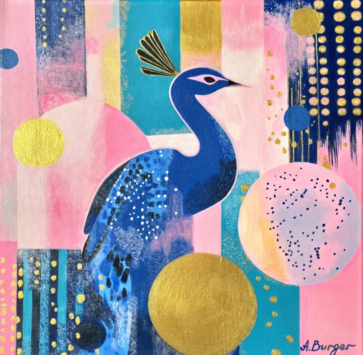 Olympic Peacock 绘画, 15.8x15.8 in
