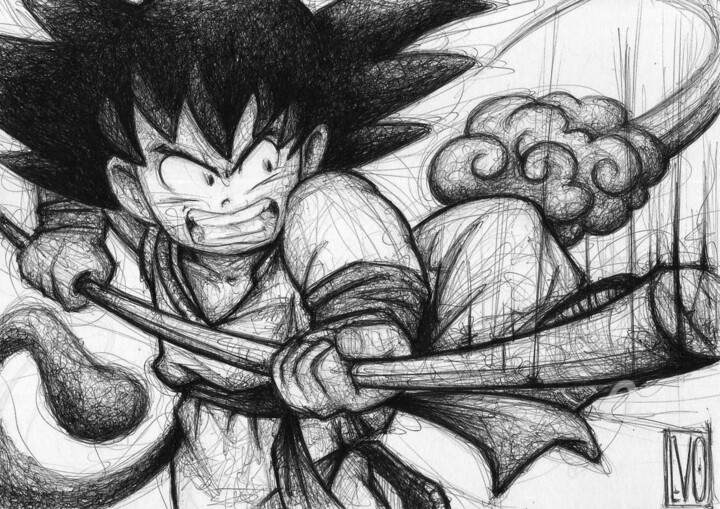 Ptit Goku Attack 图画, 5.9x8.3 in
