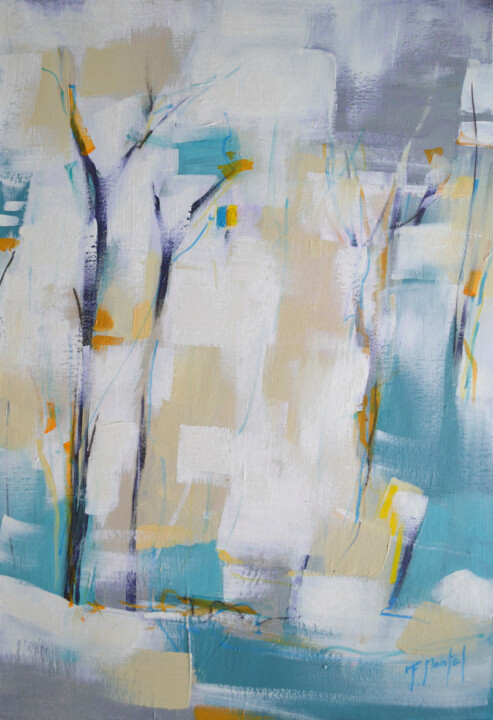 Painting titled "Silence" by Fanou Montel, Original Artwork, Acrylic Mounted on Wood Stretcher frame