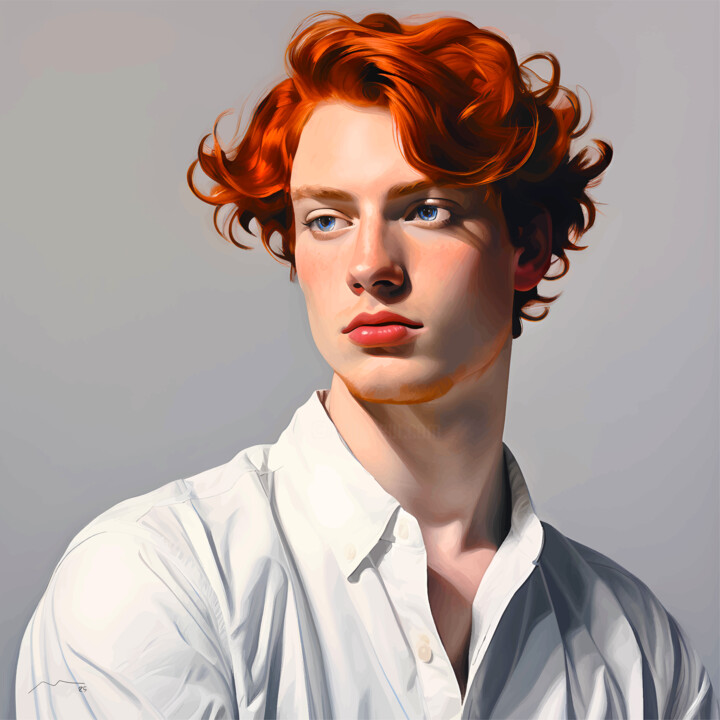 Portrait Red Haired Man Serie Vector N16 数字艺术