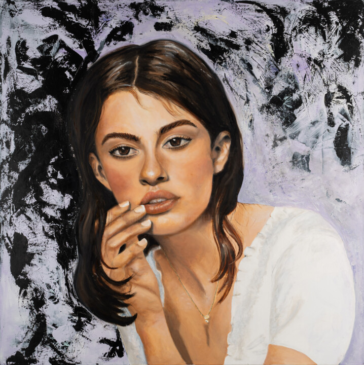 You are unique 2: Woman Portrait, Acrylic/Oil Tablo, 47,2x47,2 in