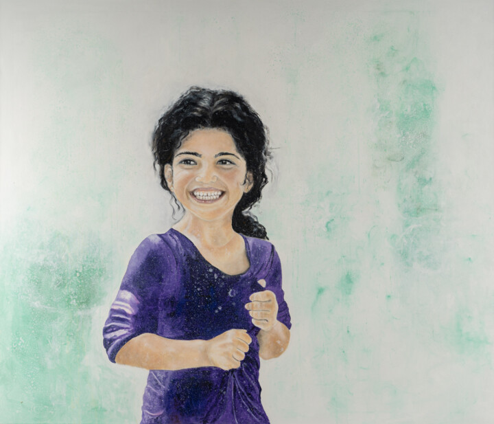 Hope 3: Child Portrait; Acrylic/Oil Schilderij, 47,2x55,1 in