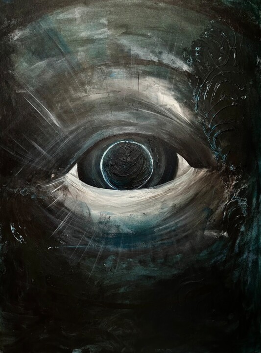 Painting titled "The Whale's Eye: A…" by Nika Artique, Original Artwork, Acrylic Mounted on Wood Stretcher frame