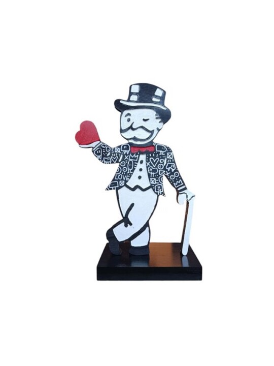 Monopoly Heart doodle 雕塑, 10.2x7.5 in