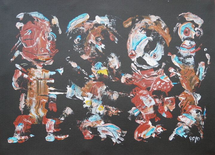 Peinture intitulée "Danse avec les Gugu…" par Jean Jacques Royo, Œuvre d'art originale, Acrylique