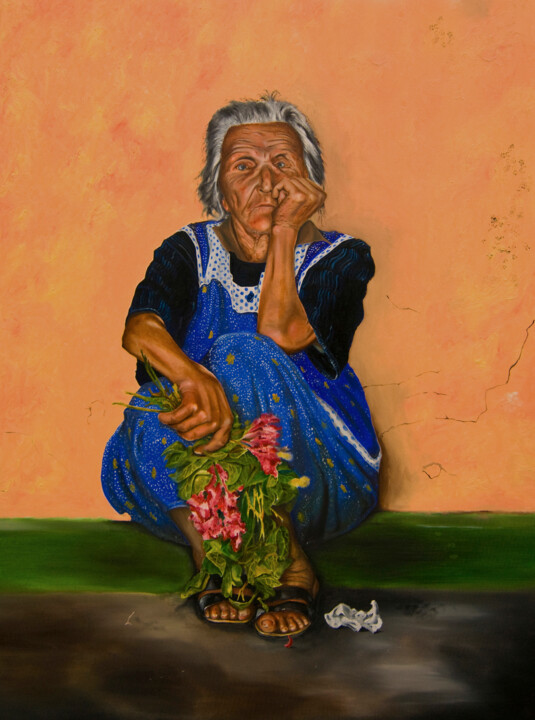 The Parga Flower Seller 绘画, 59.8x48 in