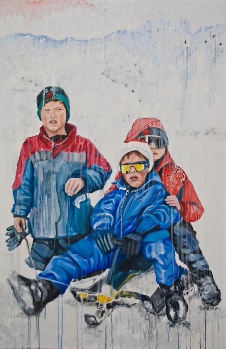 Painting titled "Sledgers" by James Lavott, Original Artwork, Oil